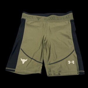 Under Armour Project Rock Compression Biker Gym Shorts Green Women M